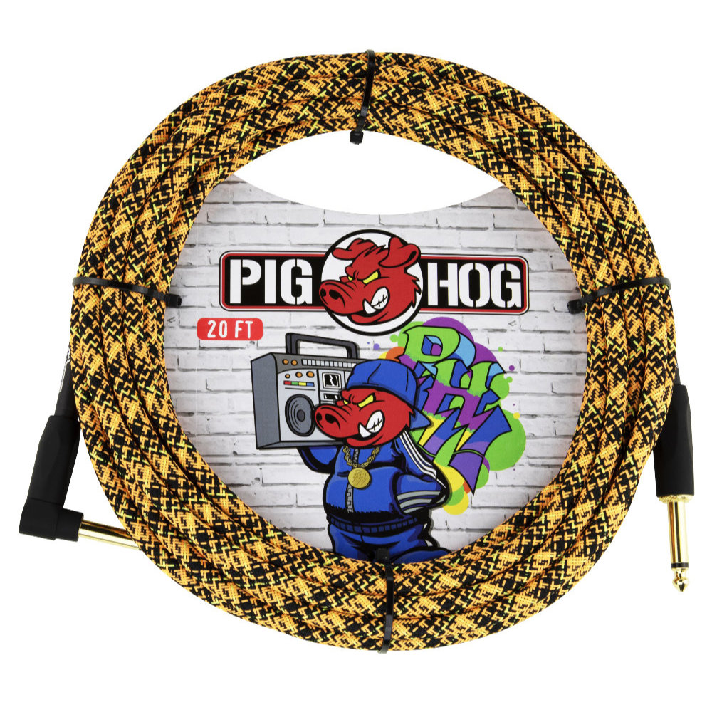 Pig Hog „Orange Graffiti“ Instrument Cable, 6m/20ft Winkelstecker
