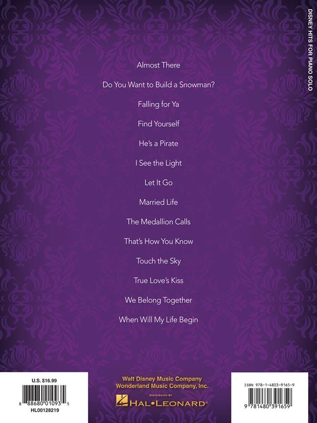 Disney hits for piano solo