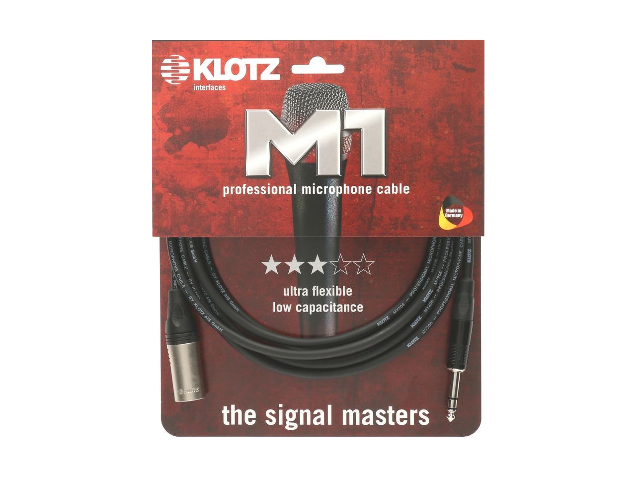 Klotz M1 BALANCED Audiokabel XLR male an 6,3mm Stereoklinke 3m