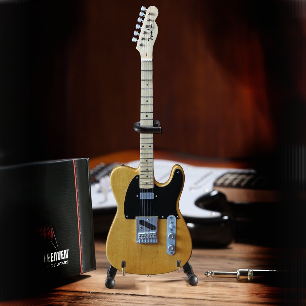 Miniatur Gitarre Fender Telecaster Butterscotch Blonde inklusive Case und Ständer
