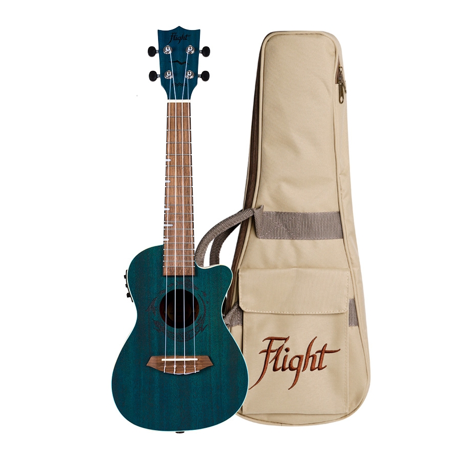 Flight Ukulele DUC 380 CEQ Konzert Topaz inklusive Tasche