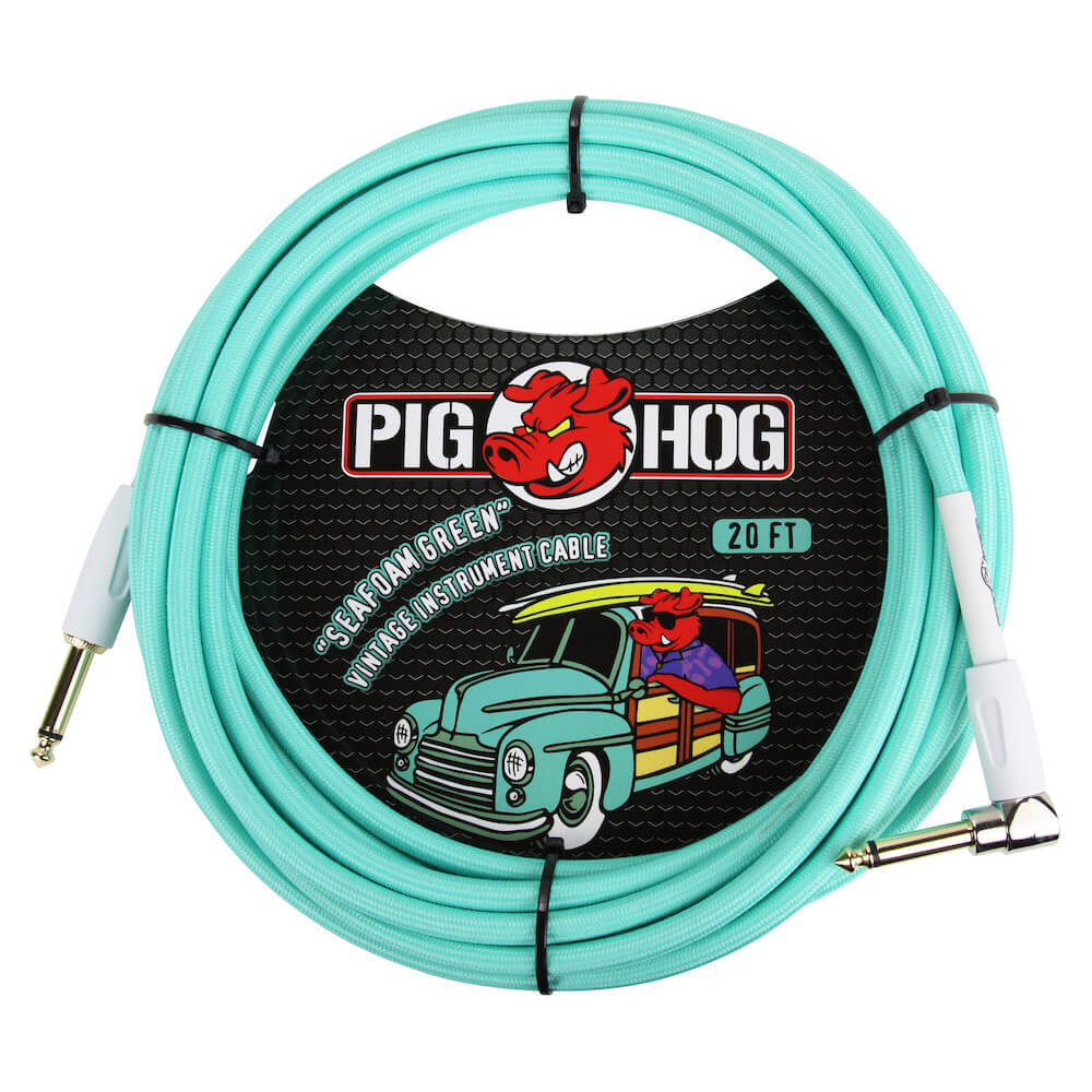 Pig Hog „Seafoam Green“ Instrument Cable, 6m/20ft Winkelstecker