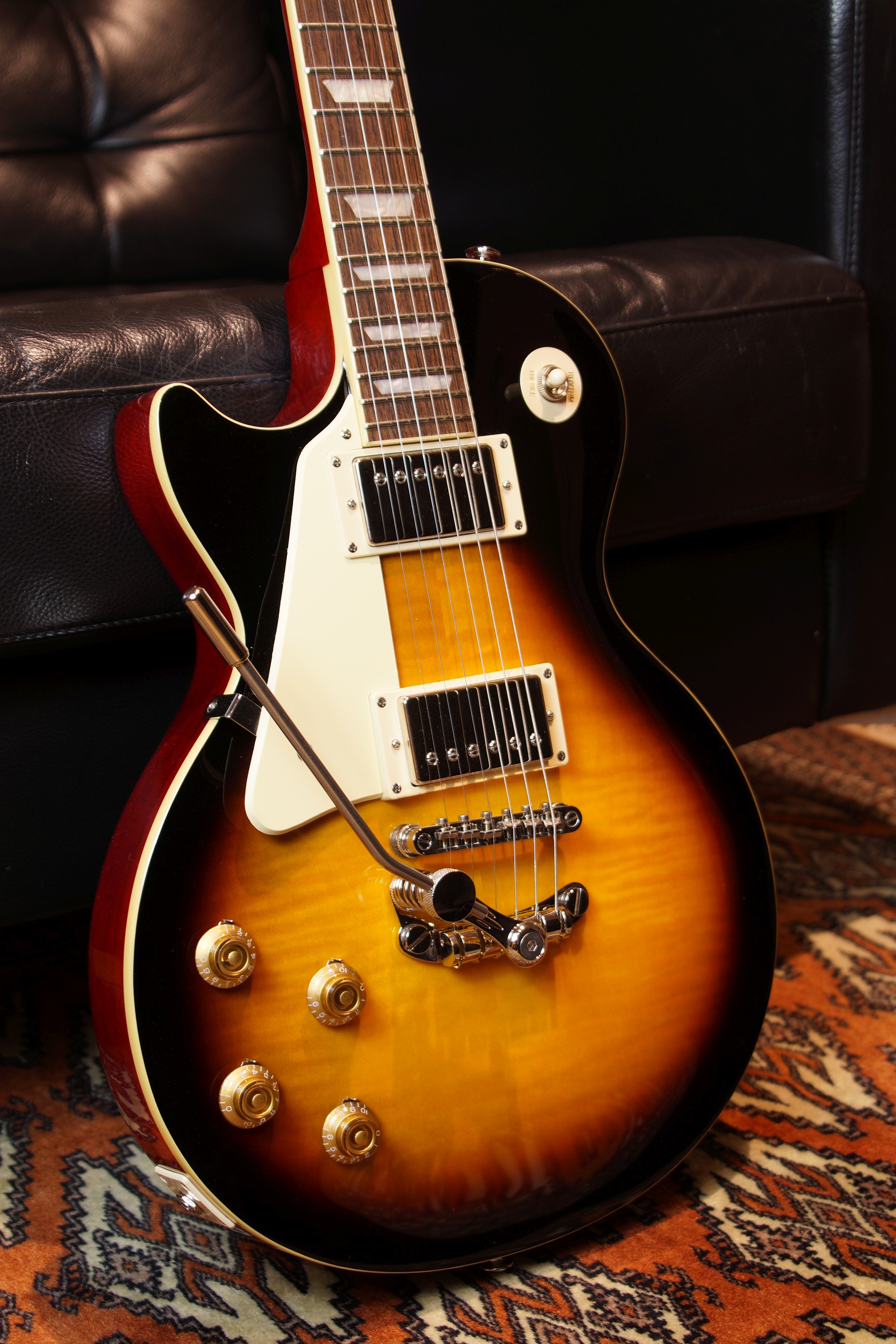 Epiphone Les Paul Standard 50s Vintage Sunburst - left handed - Umbau mit Les Trem - Inklusive Gigbag