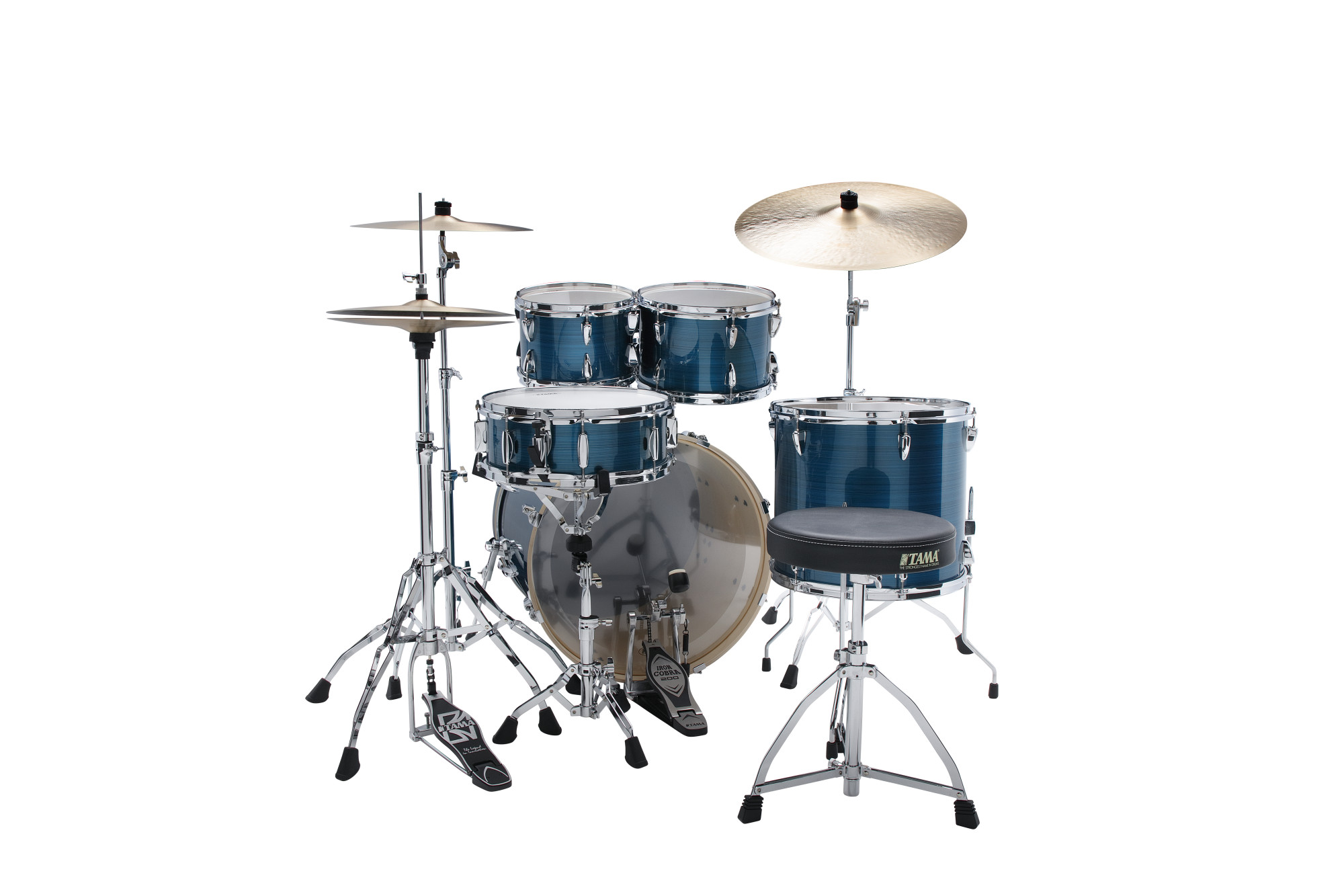 TAMA Imperialstar Drum Set 22" 5 teilig - Hairline Blue + Becken, Hardware + Hocker