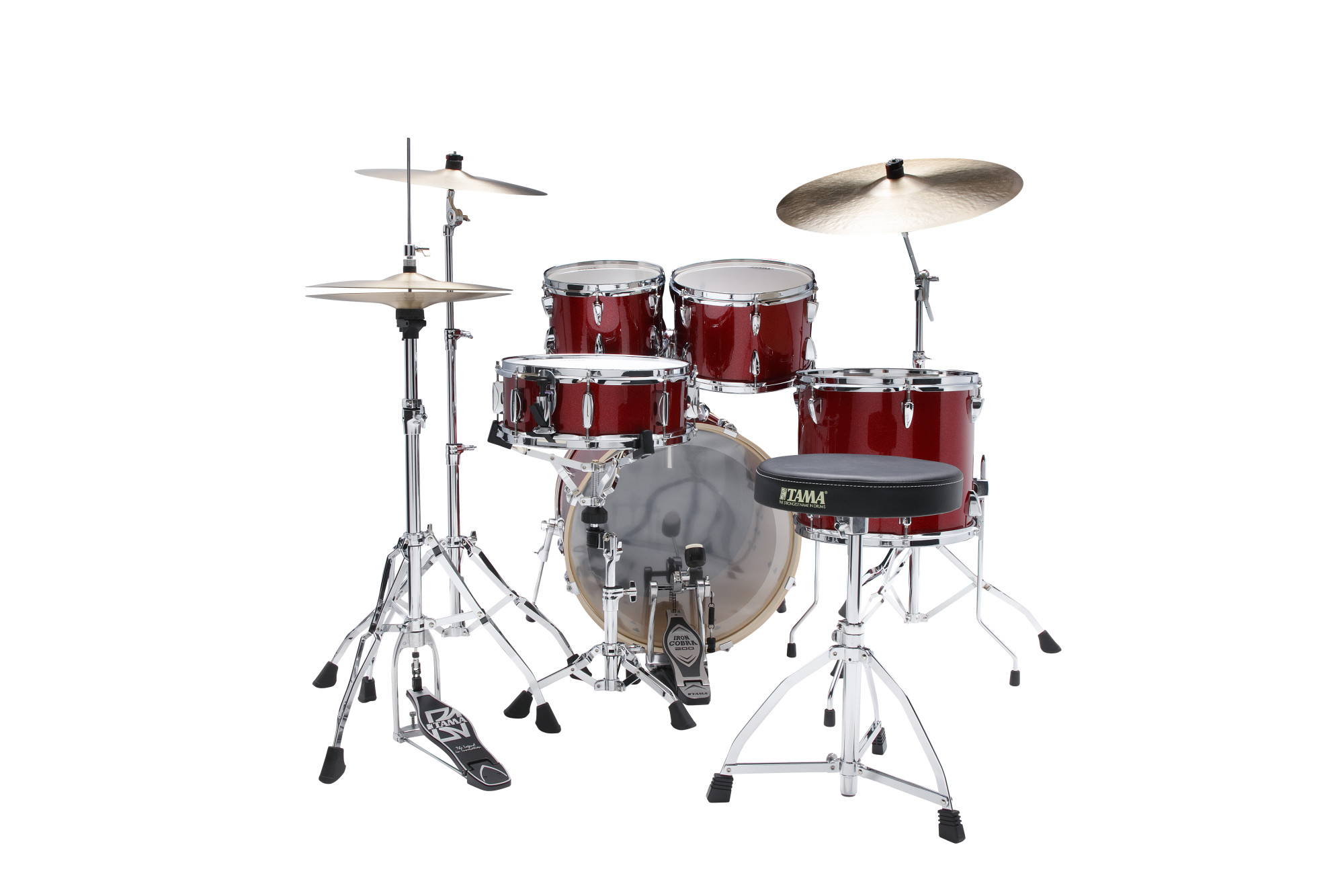 TAMA Imperialstar Drum Set 20" 5 teilig - Burnt Red Mist + Becken, Hardware + Hocker