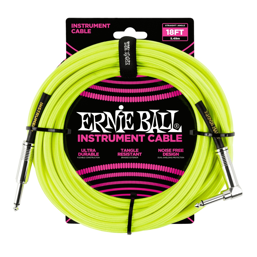 ERNIE BALL Instrumentenkabel, Gewebe, gerade/gewinkelt, gelb, 5,5m