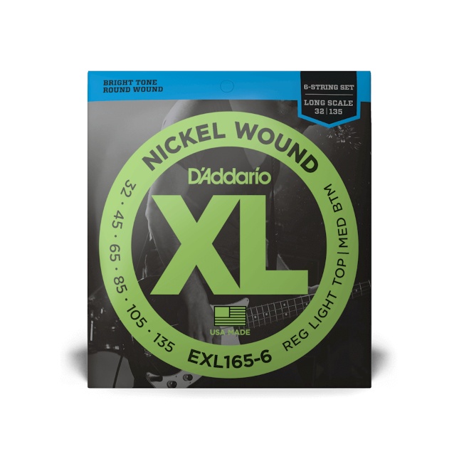 D'Addario EXL165-6 Nickel Wound Bass Custom Light 32-135 Long Scale