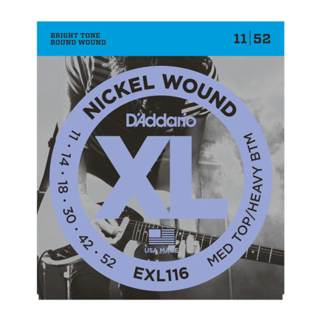 D'Addario EXL116 Nickel Wound, Medium Top/Heavy Bottom, 11-52