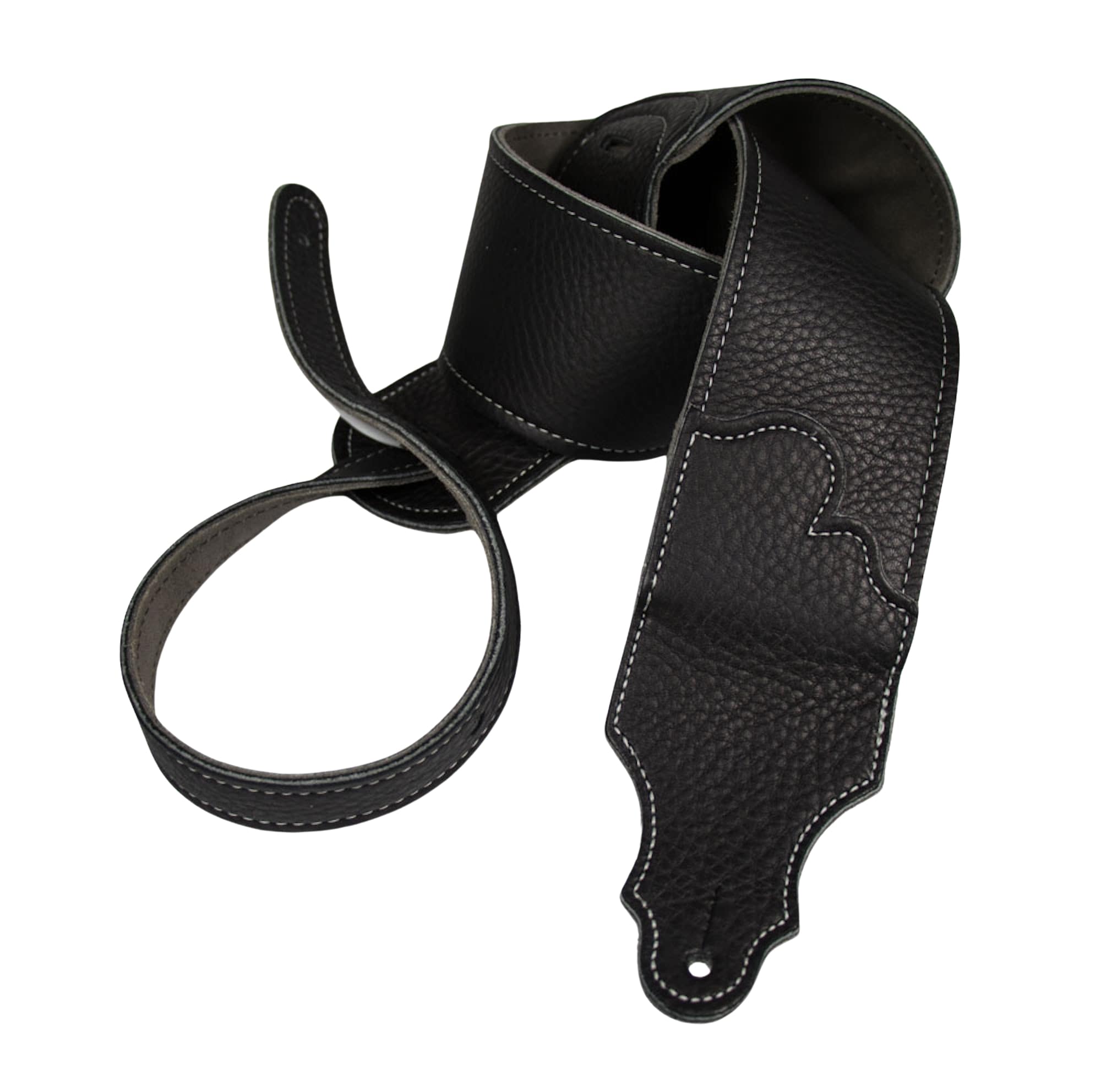 Franklin Guitar Strap Black Glove Leather / Silver Stiching