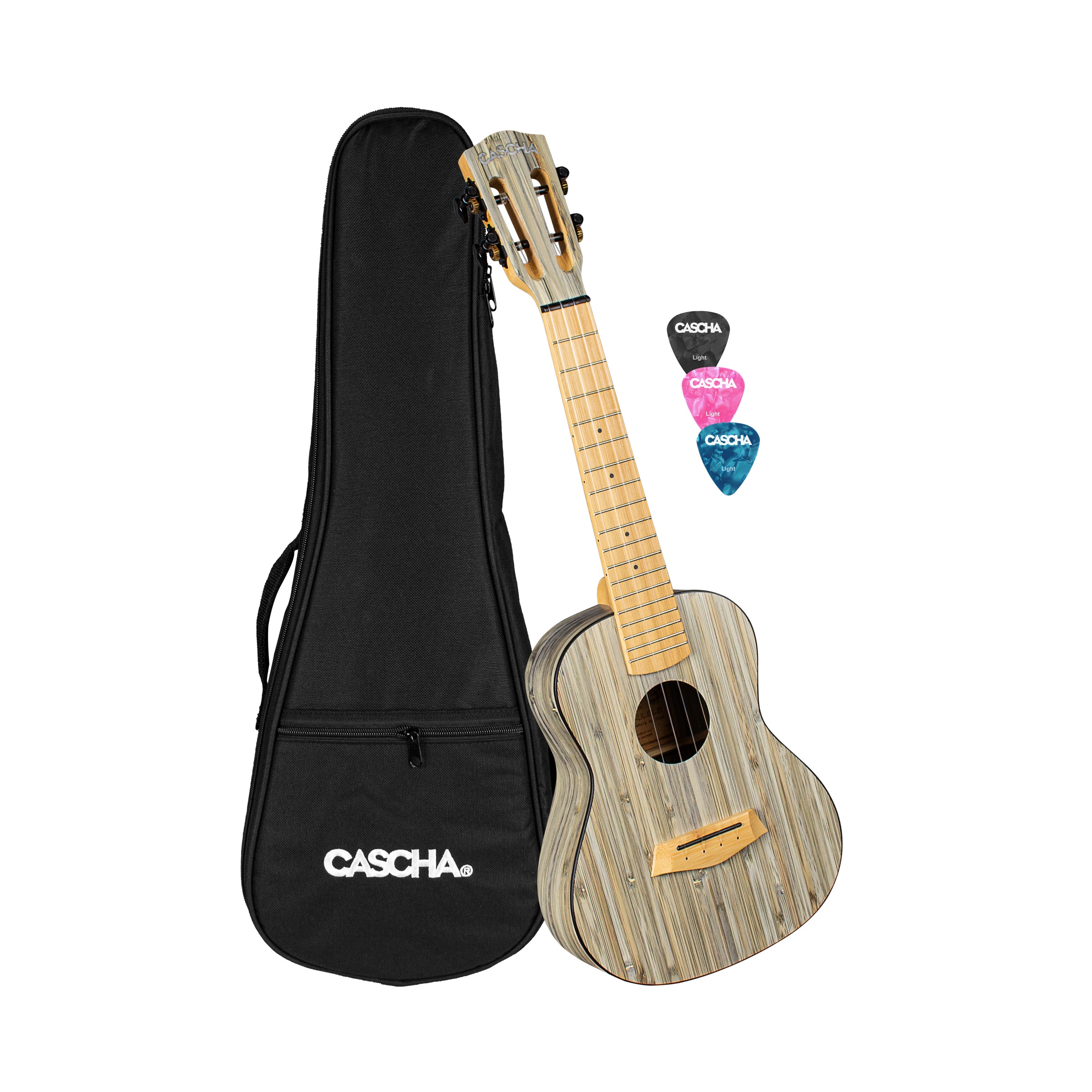 Cascha Ukulele Konzert HH 2316 Bamboo Graphite inkusive Tasche