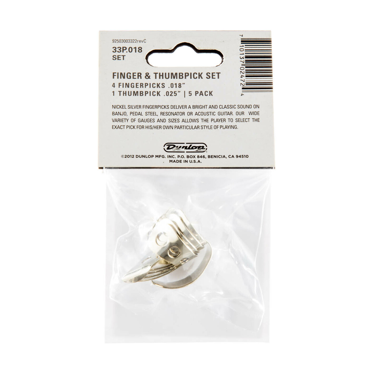 Dunlop Finger & Thumbpick Set Nickel Silver .018"