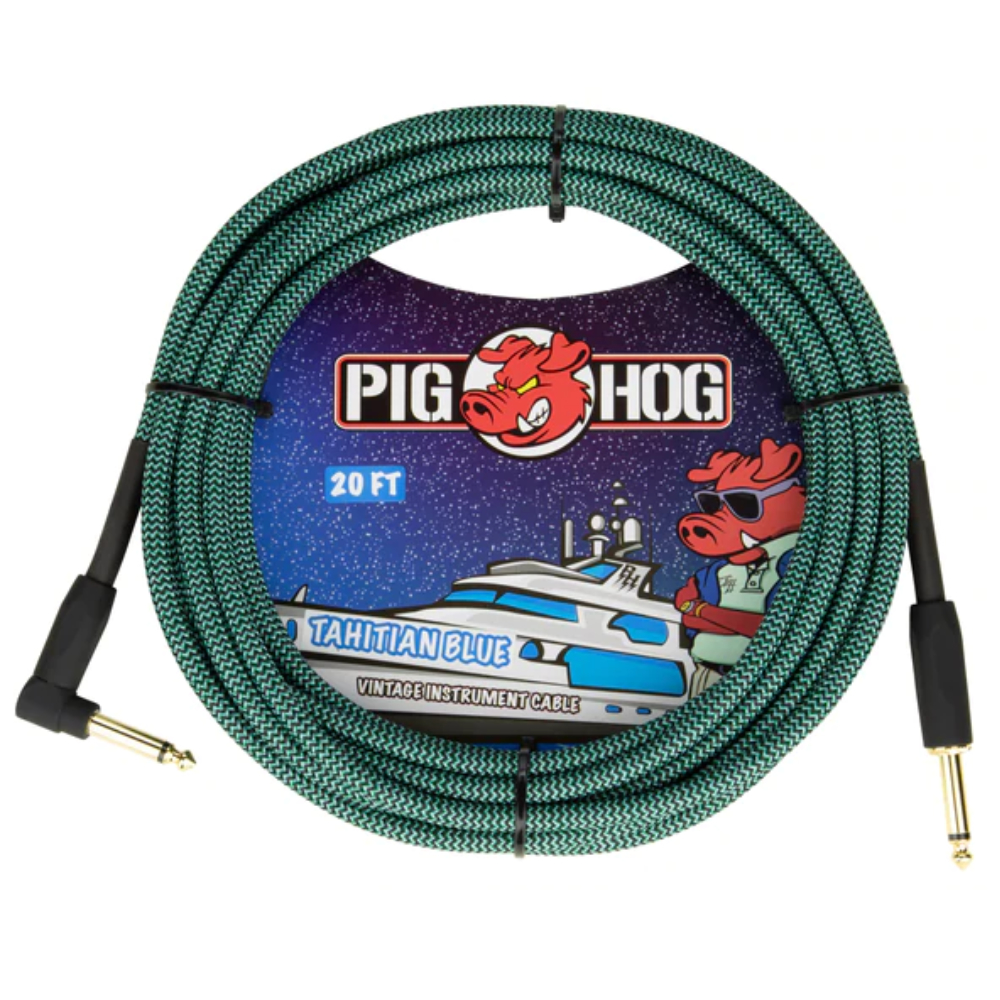 Pig Hog „Tahitian Blue“ Instrument Cable, 6m/20ft Winkelstecker