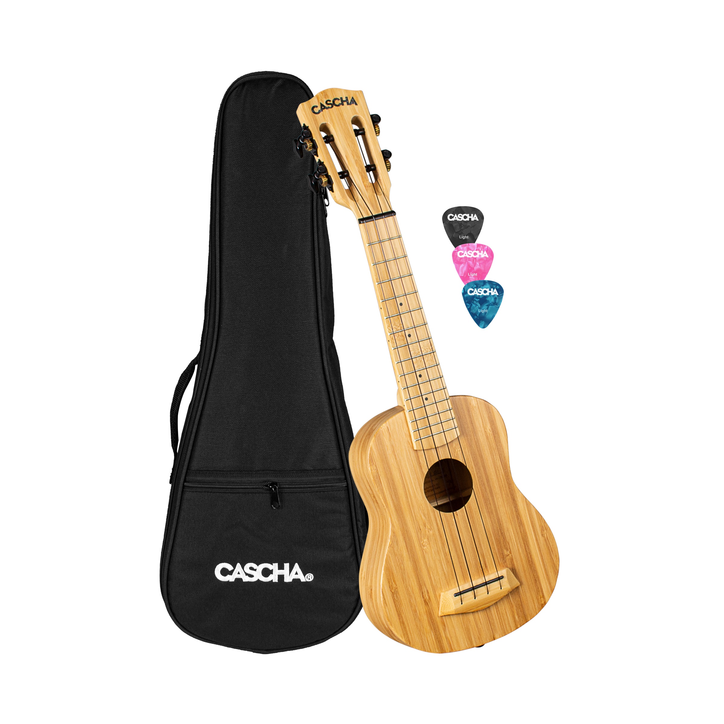Cascha Ukulele Sopran HH 2312 Bamboo Natural inklusive Tasche
