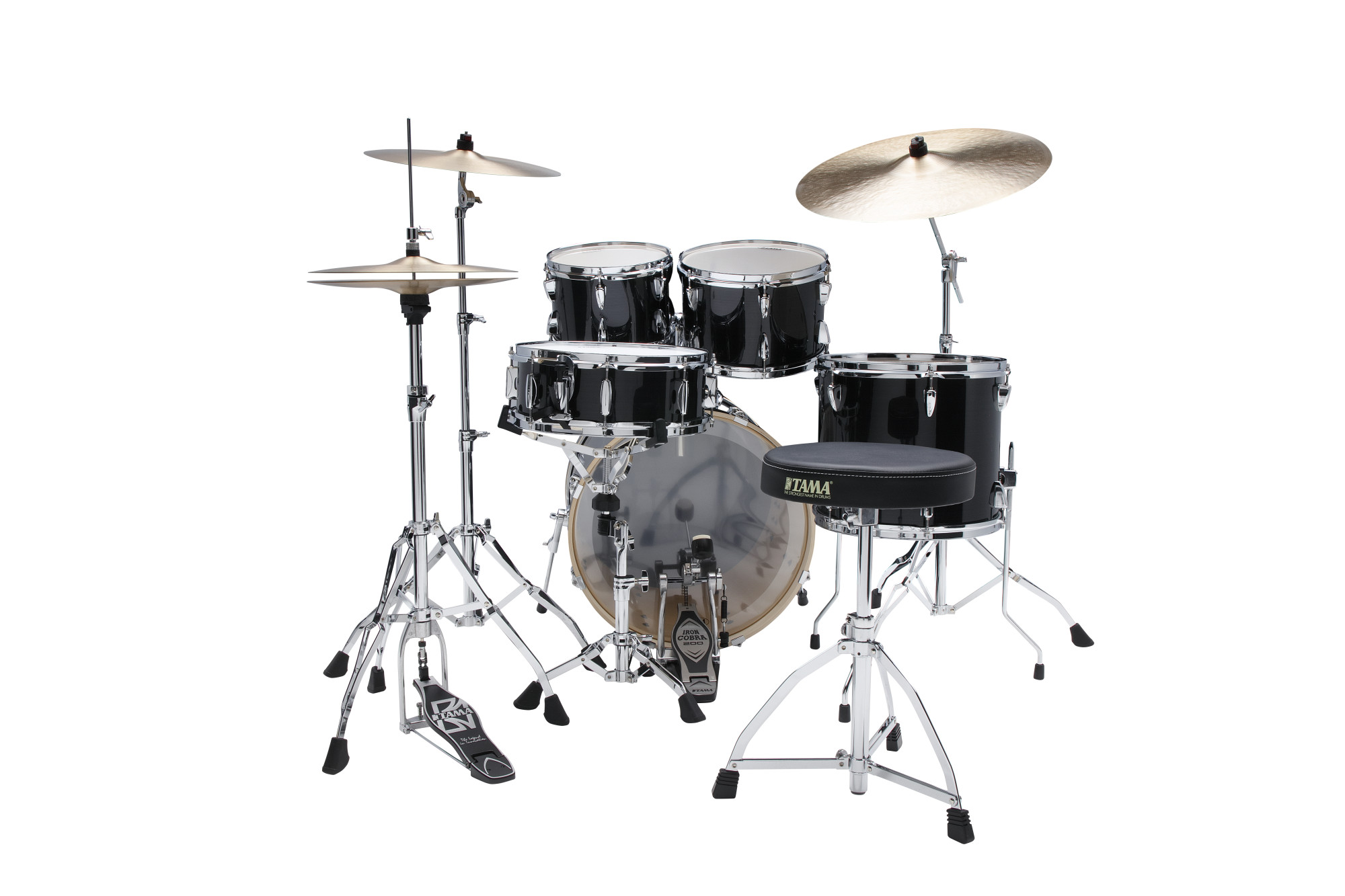 TAMA Imperialstar Drum Set 20" 5 teilig - Hairline Black + Becken, Hardware + Hocker