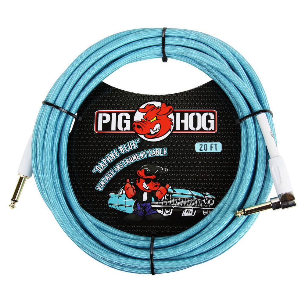 Pig Hog „Daphne Blue“ Instrument Cable, 6m/20ft Winkelstecker