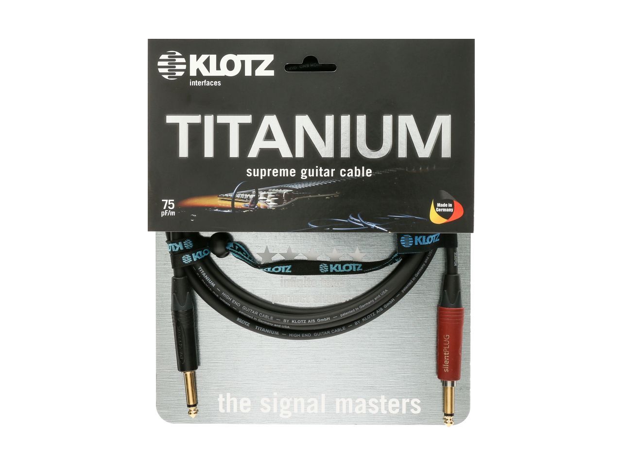 Klotz Titanium Supreme Gitarrenkabel mit Silent Plug gerade 4,5m