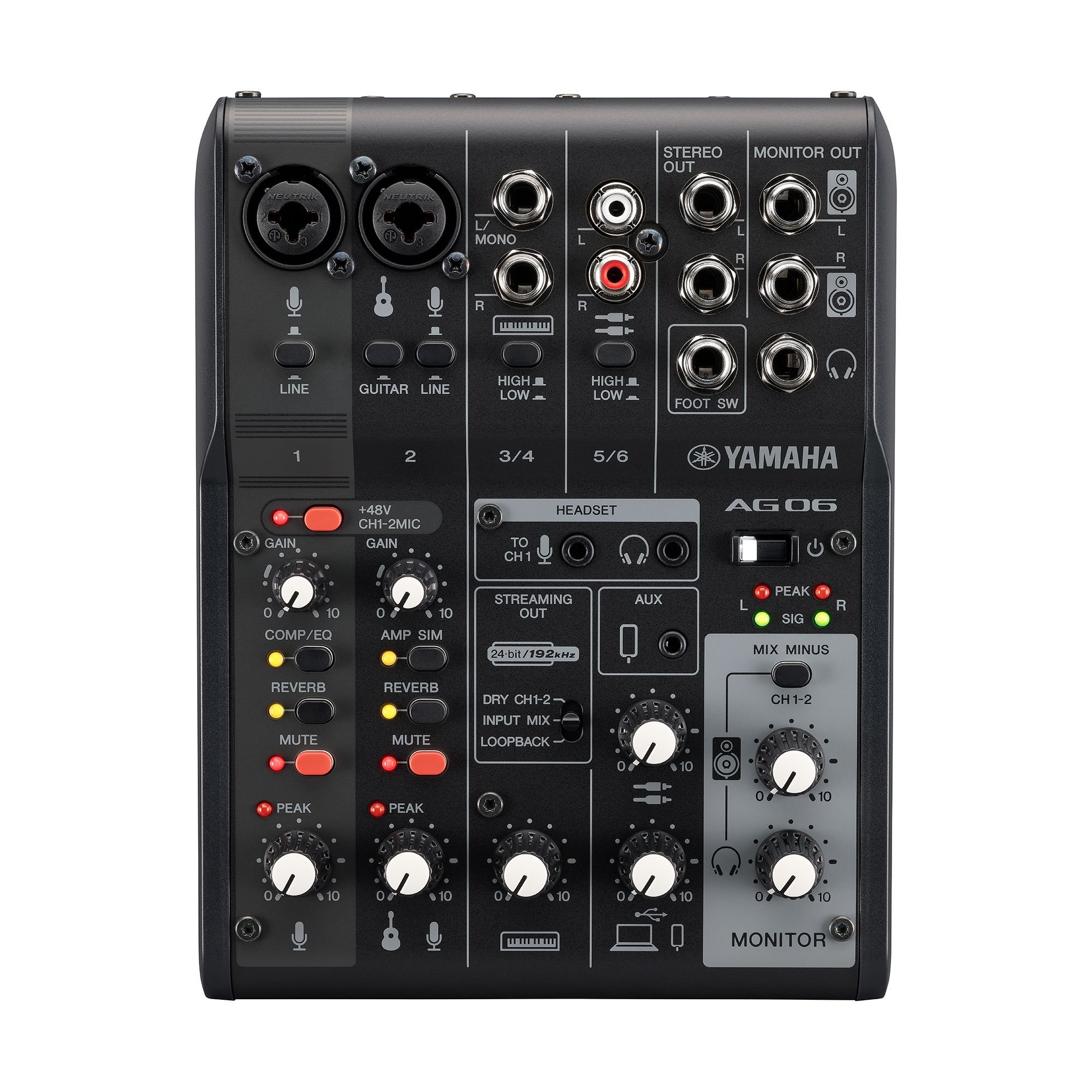 Yamaha AG06 MK2 Black  USB Recording und Live Streaming Mischpult