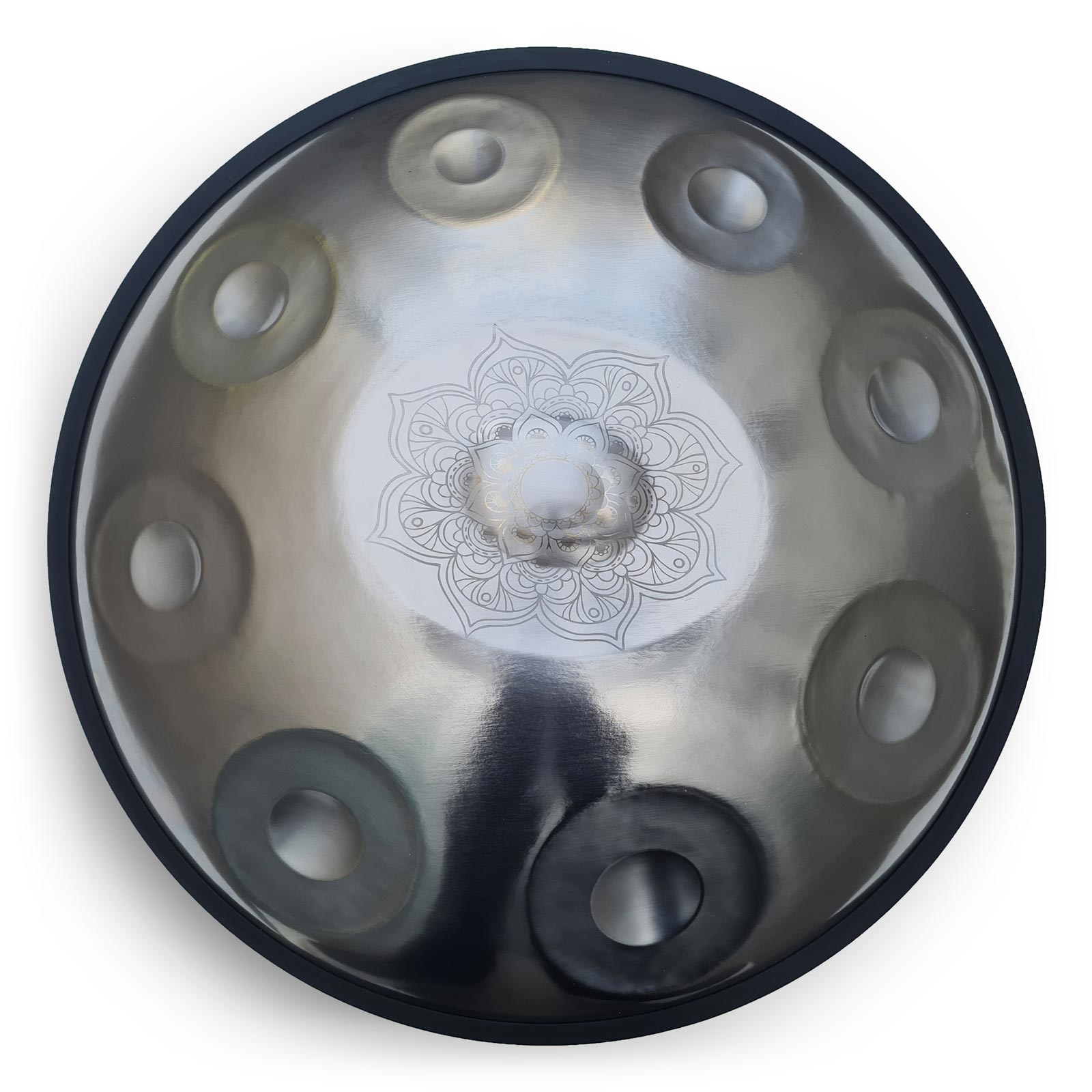 Ugur Handpan D-Kurd (8+1), Silver mit Gravur inklusive Tasche