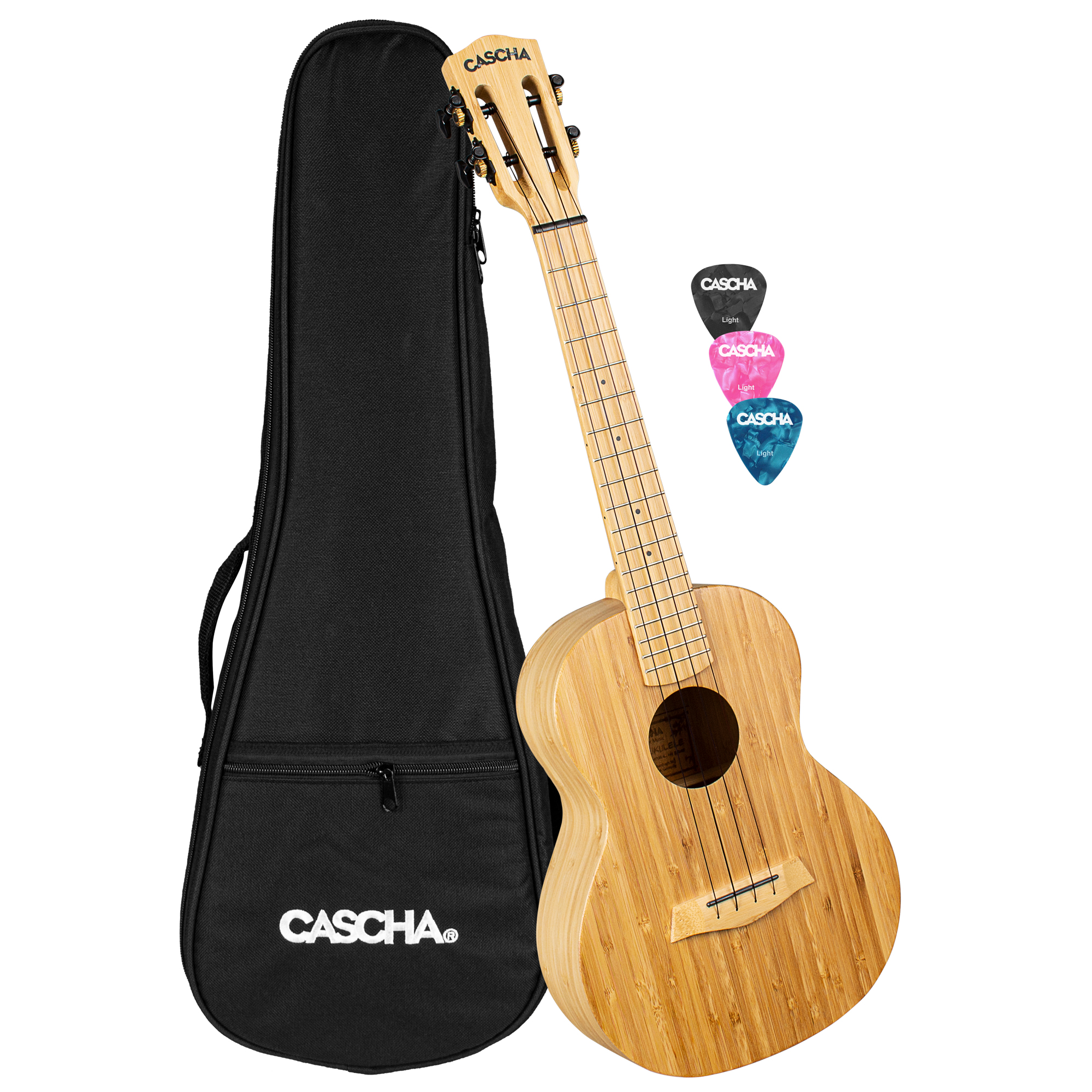 Cascha Ukulele Tenor HH 2314 Bamboo Natural inklusive Tasche