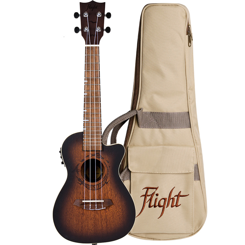 Flight Ukulele DUC 380 CEQ Konzert Amber inklusive Tasche