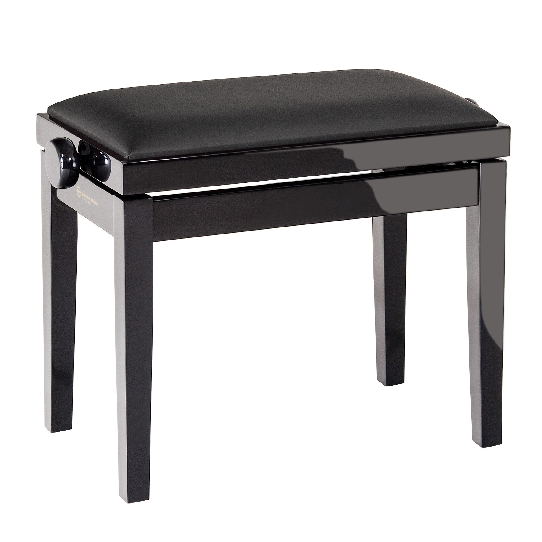 K&M Klavierbank Set: schwarz hochglanz - Kunstleder schwarz