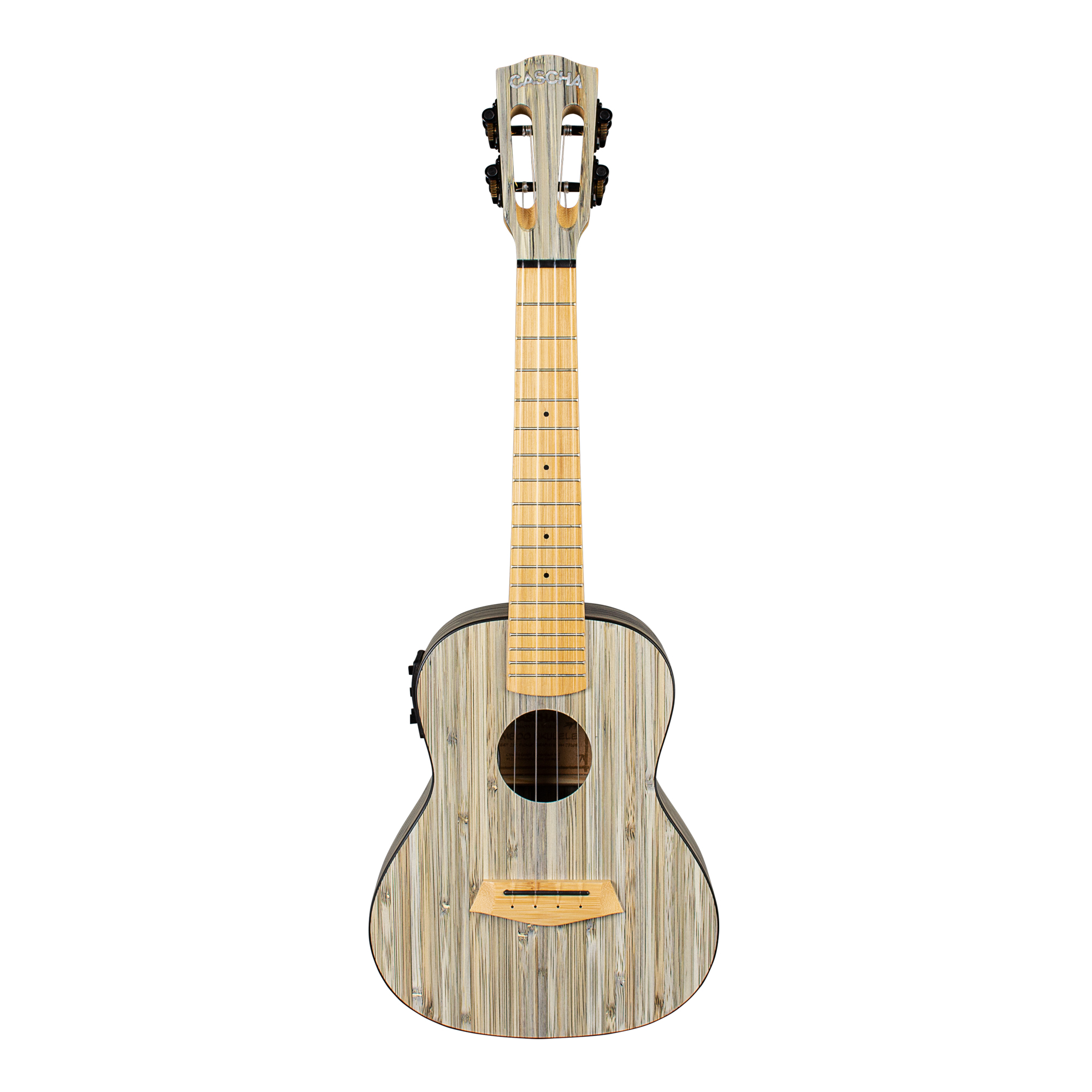 Cascha Ukulele Konzert HH 2316E Bamboo Graphite + EQ inklusive Tasche