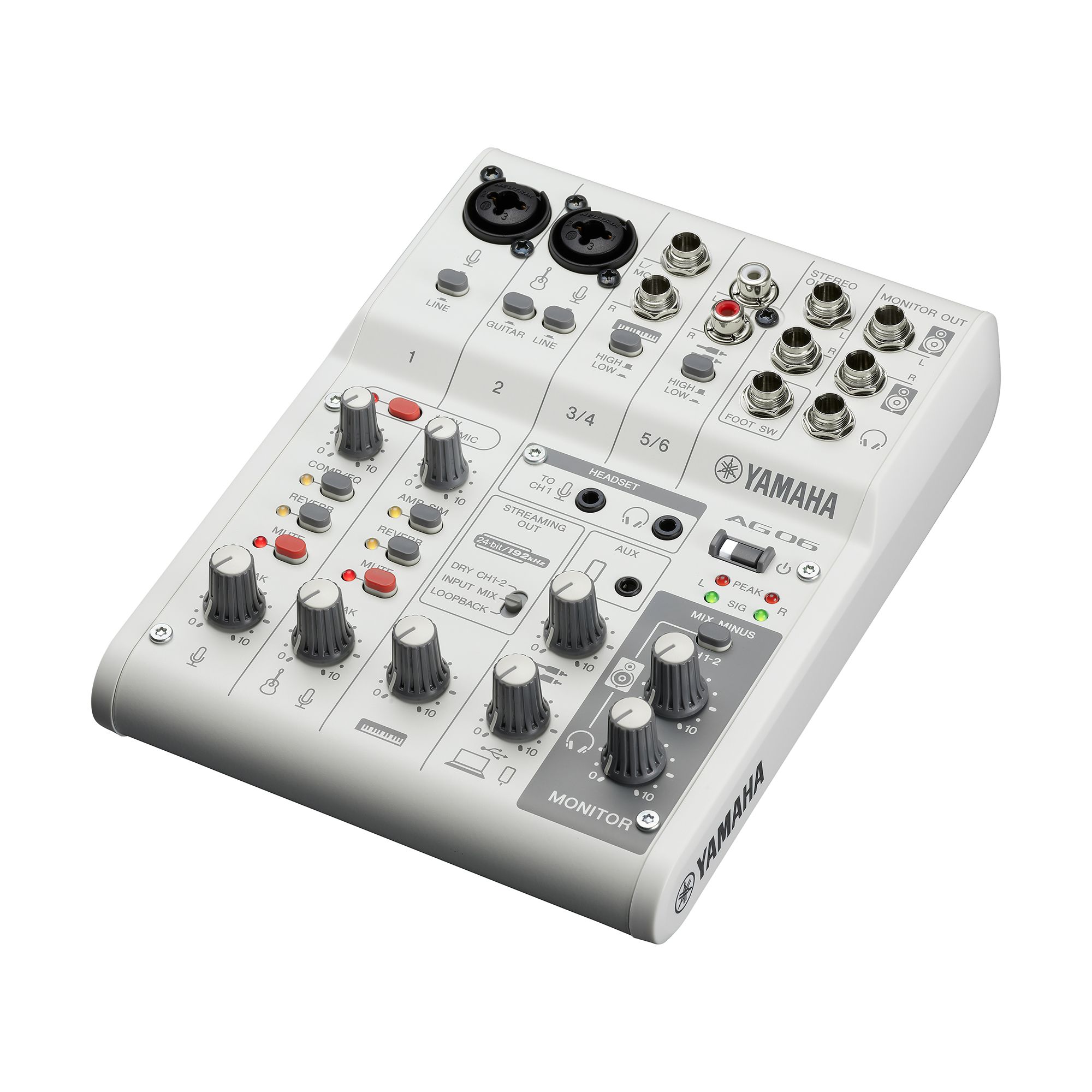 Yamaha AG06 MK2 White USB Recording und Live Streaming Mischpult